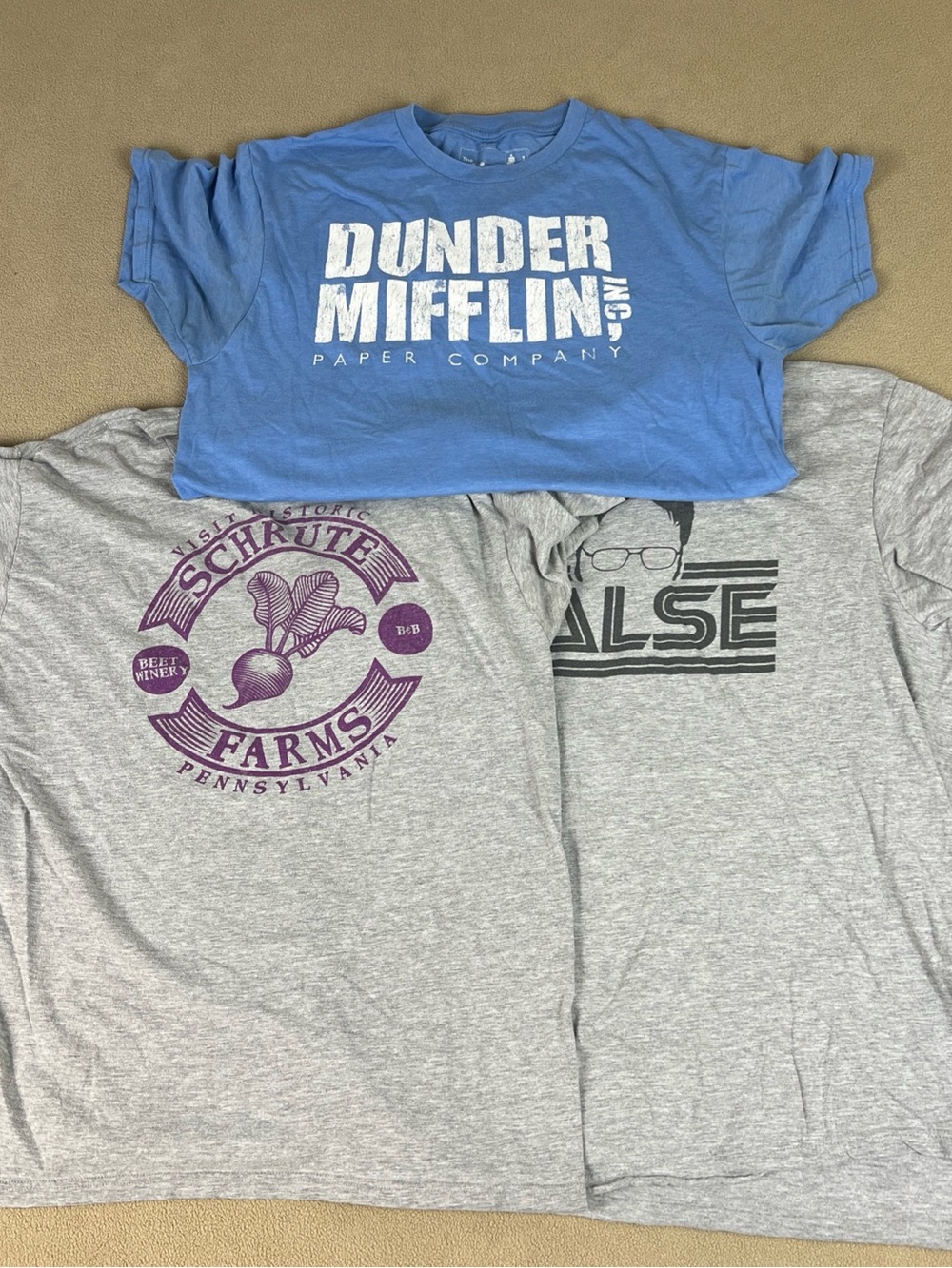 Lot Of 3! The Office Dwight Farms, Dunder Mifflin T-Shirts, Men's Sz L